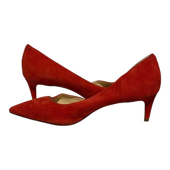 Sole Society Women's Suede Pointed Toe Pumps Heels Red Orange Slip On Size 9M - Picture 6 of 8